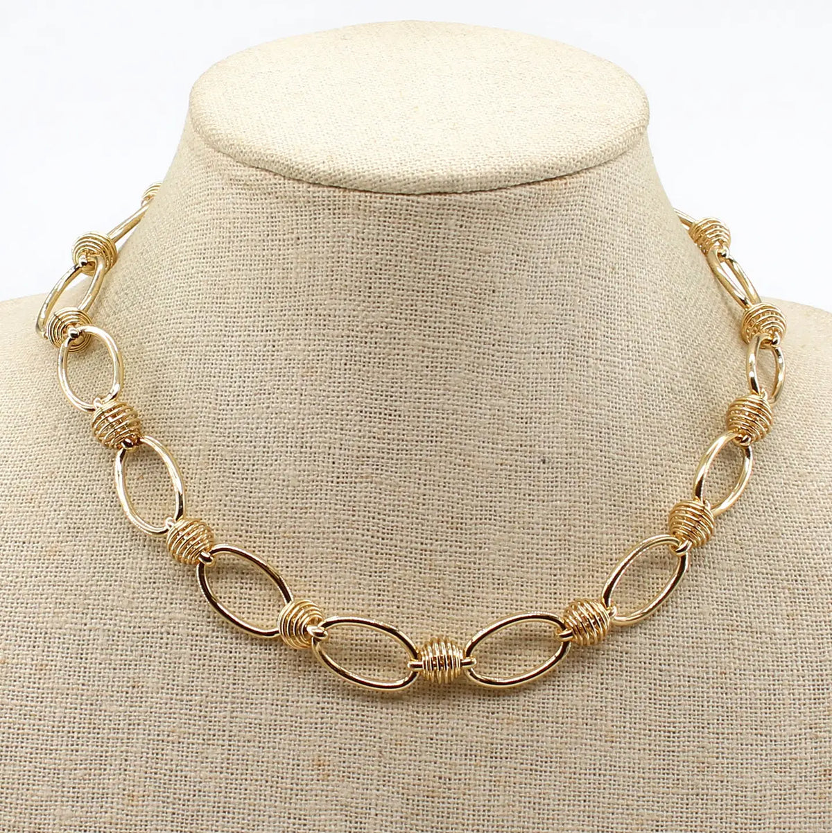 Gold Open Chain Textured 16"-18" Necklace
