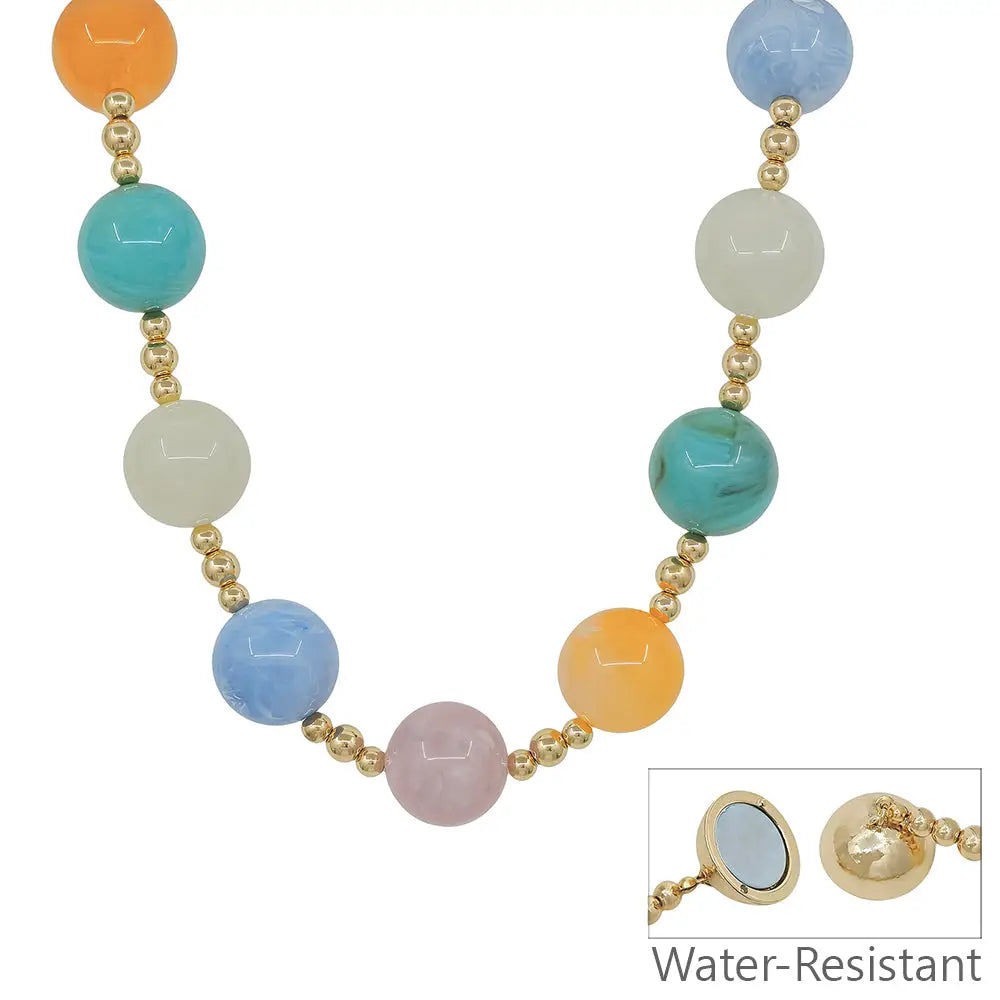 Water Resistant 20mm Large Multi Acrylic Beaded 18" Necklace