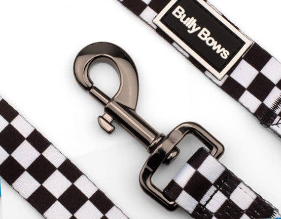 Bully Bows - Black And White Checkered Dog Leash: Large