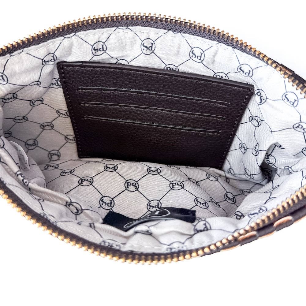 Pretty Simple - Emma Woven Clutch Wristlet: Black Checkered
