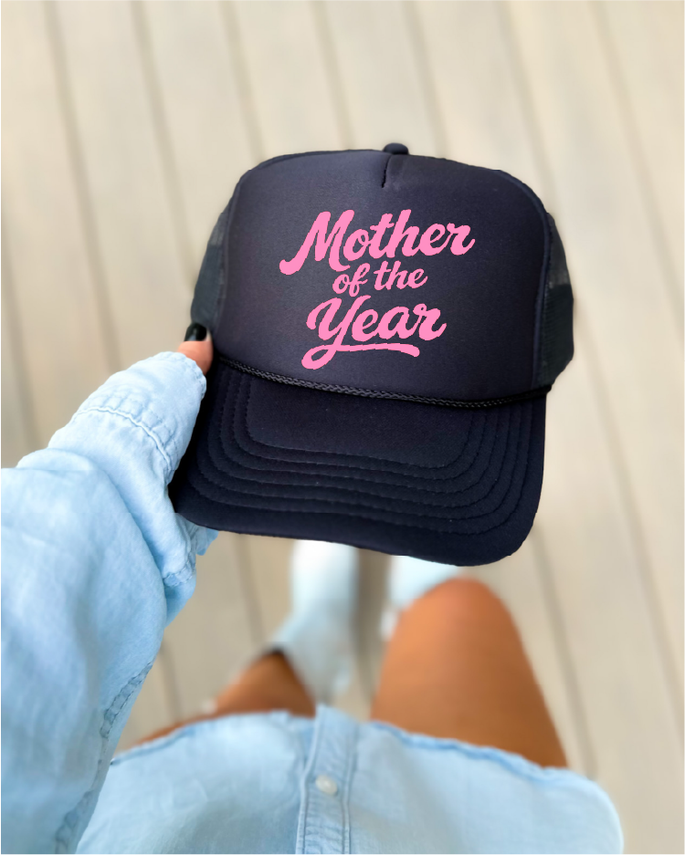 Southern Attitude Designs Inc - Mother Of The Year- UNISEX BLACK TRUCKER HAT