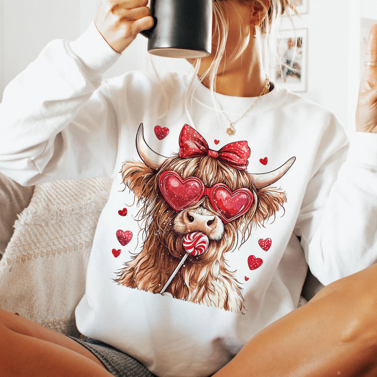 HIGHLAND VALENTINE COW LOLLIPOP - S-4XL TEE/SWEATSHIRT