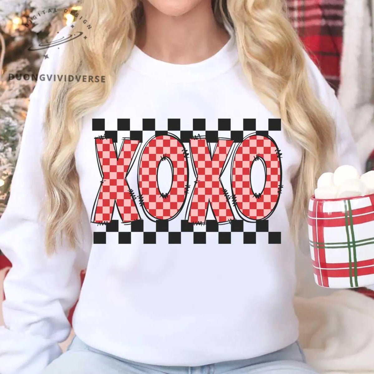 XOXO GRAPHIC SWEATSHIRT/TEE S-4XL CHECKERED
