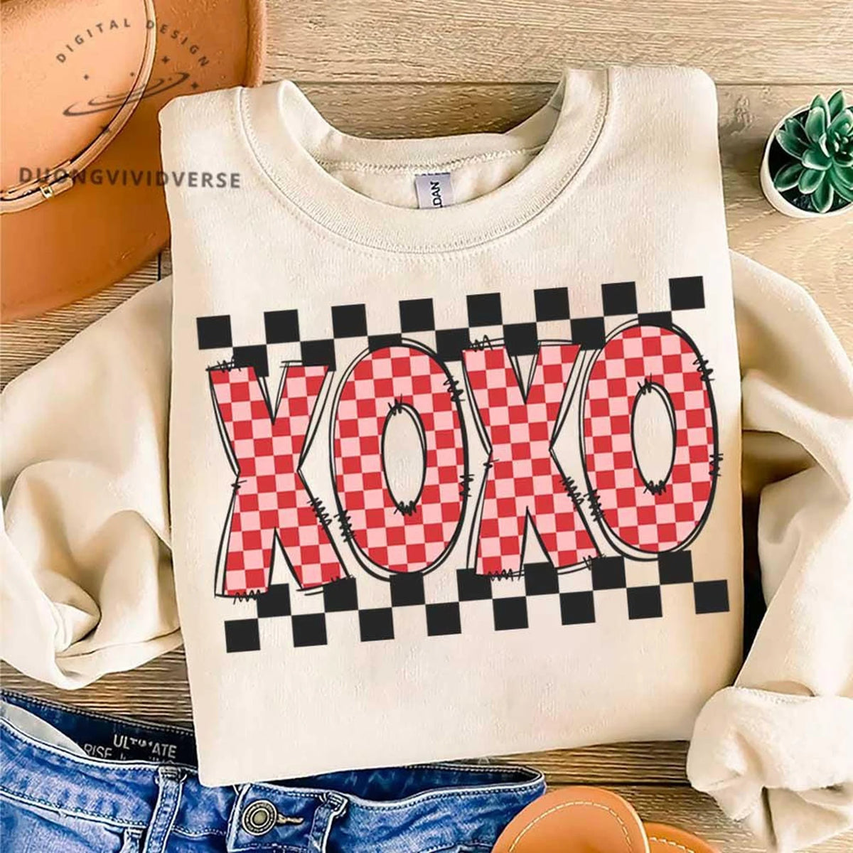 XOXO GRAPHIC SWEATSHIRT/TEE S-4XL CHECKERED