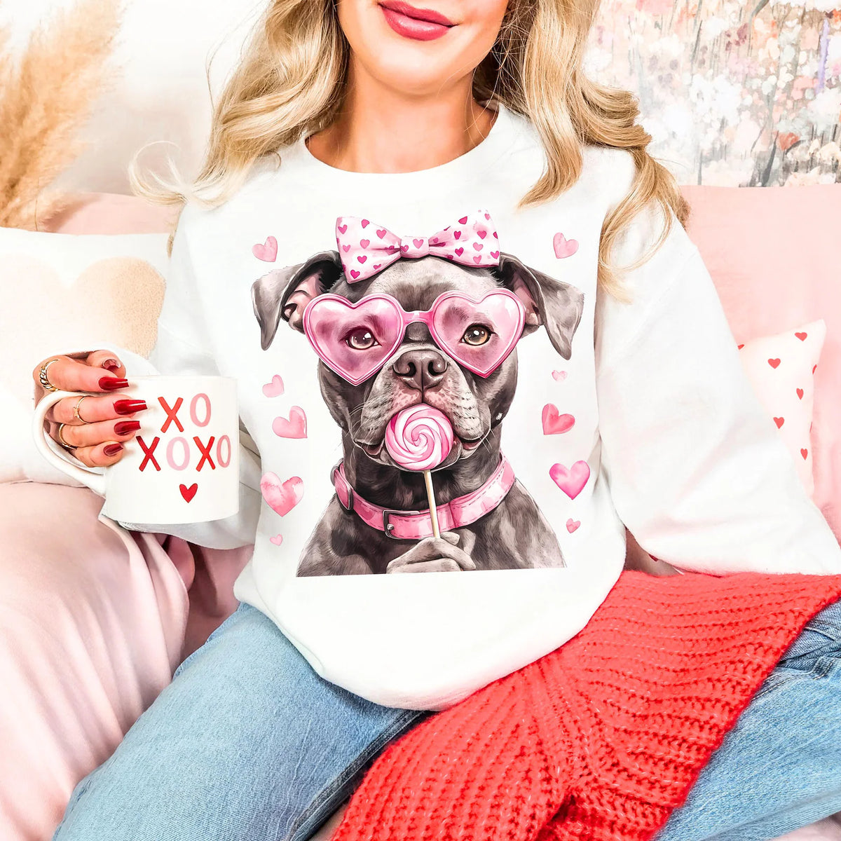 VALENTINE DOG - 34 BREEDS - S-4XL - TEE SHIRT (lollipop)