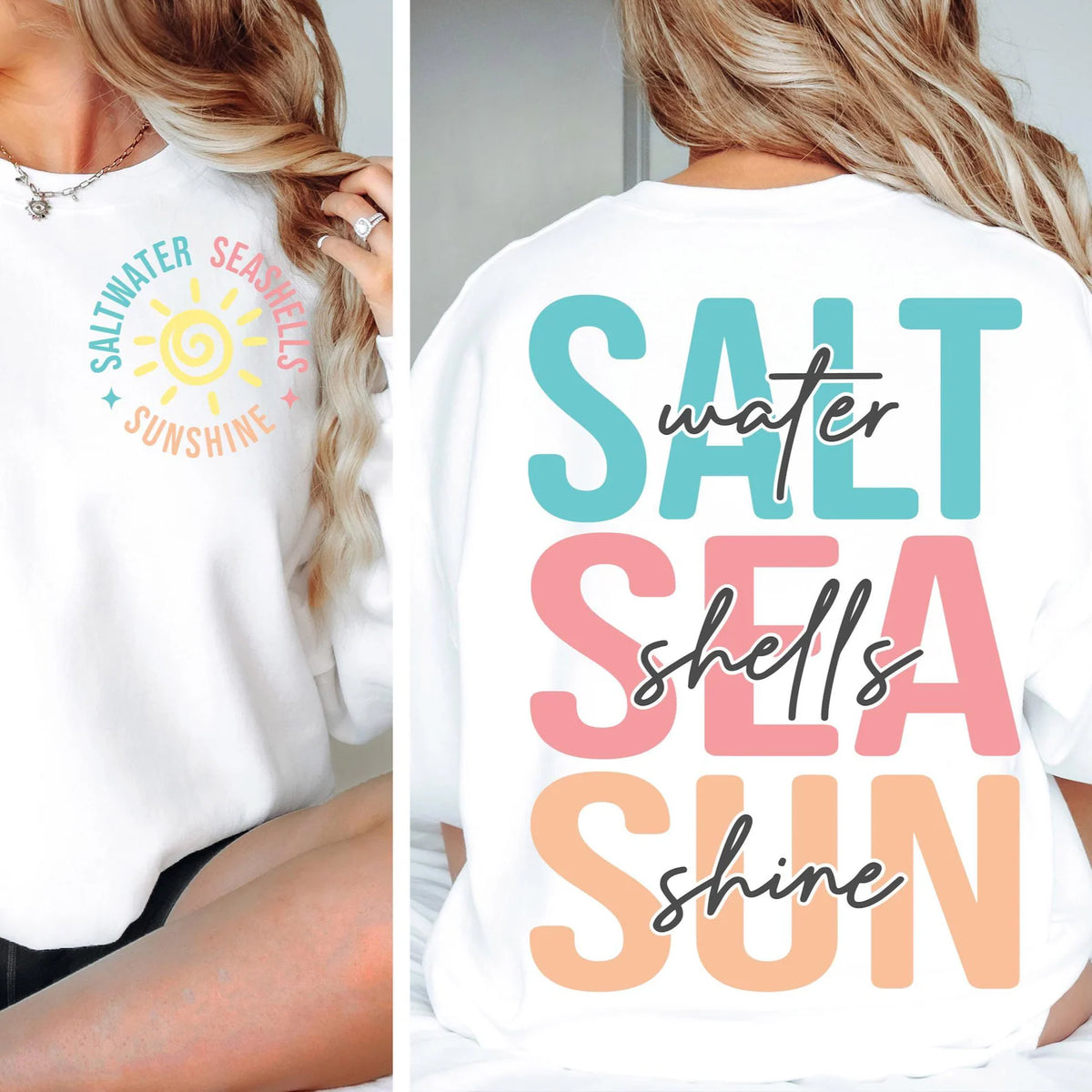 SALTWATER, SEASHELLS, SUNSHINE GRAPHIC SWEATSHIRT
