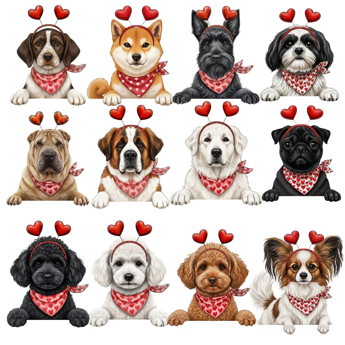 VALENTINE DOGS - 89 BREEDS TO CHOOSE FROM - SHORT SLEEVE TEE