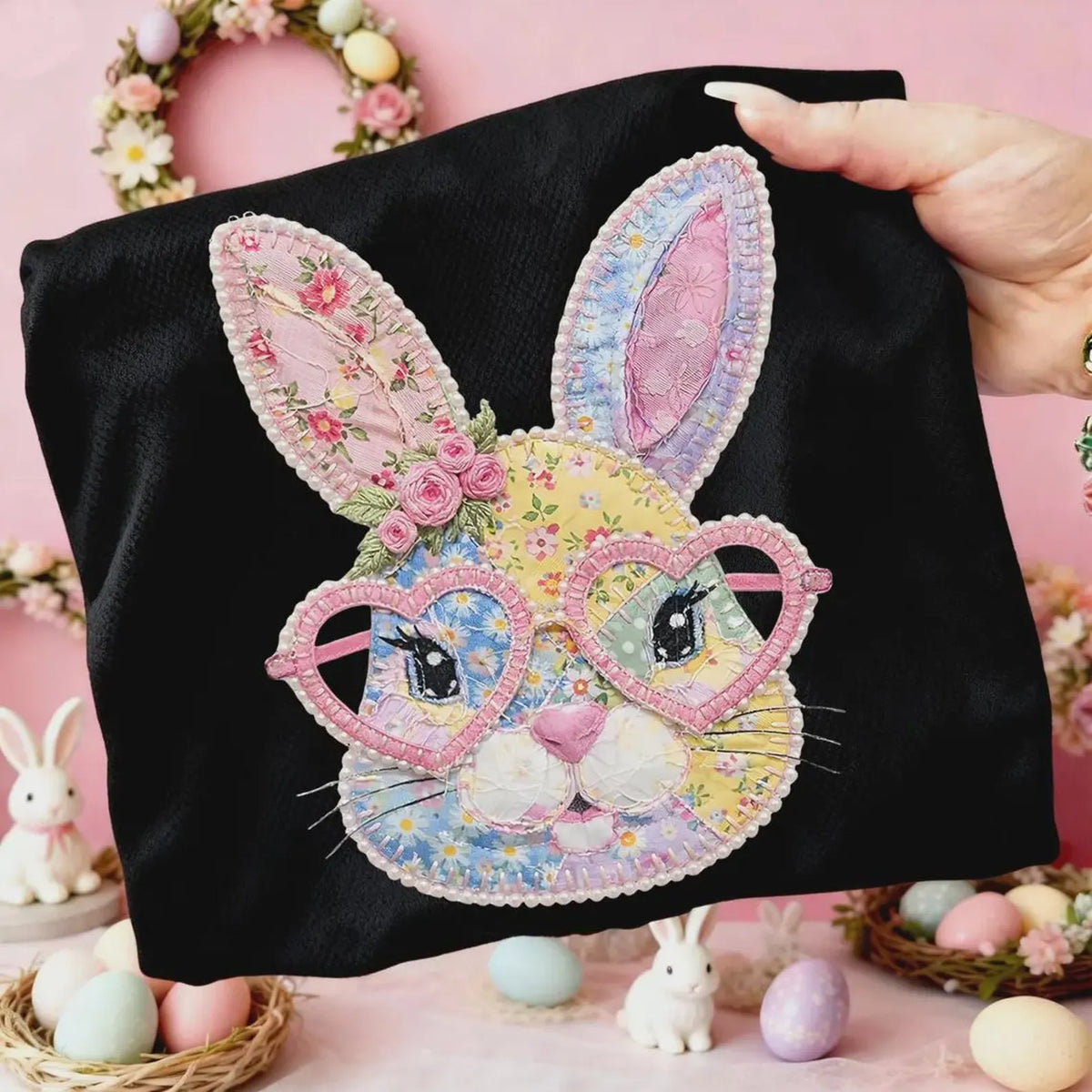 FAUX BUNNY DTF PRINTED GILDAN UNISEX SWEATSHIRT