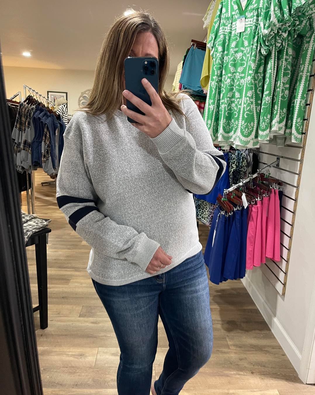 SALT AND PEPPER Nantucket Crewneck Pullover With Sleeve Stripes