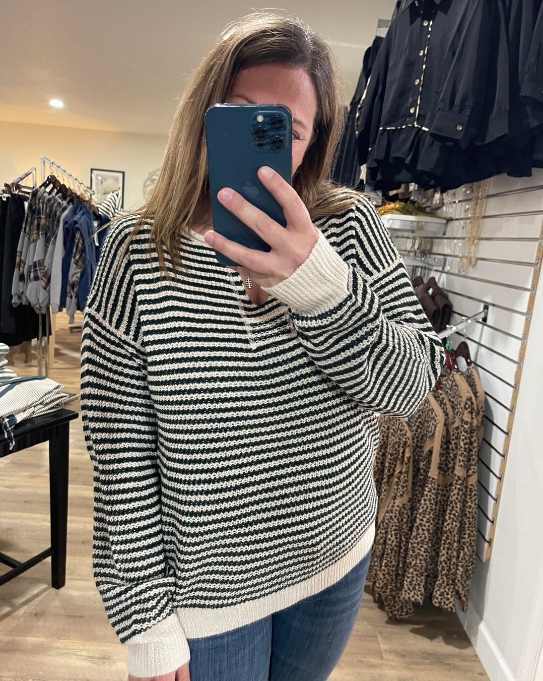FOREST Y Slit Neck, Patch With Stitch Detailed, Waffle Knit Sweater