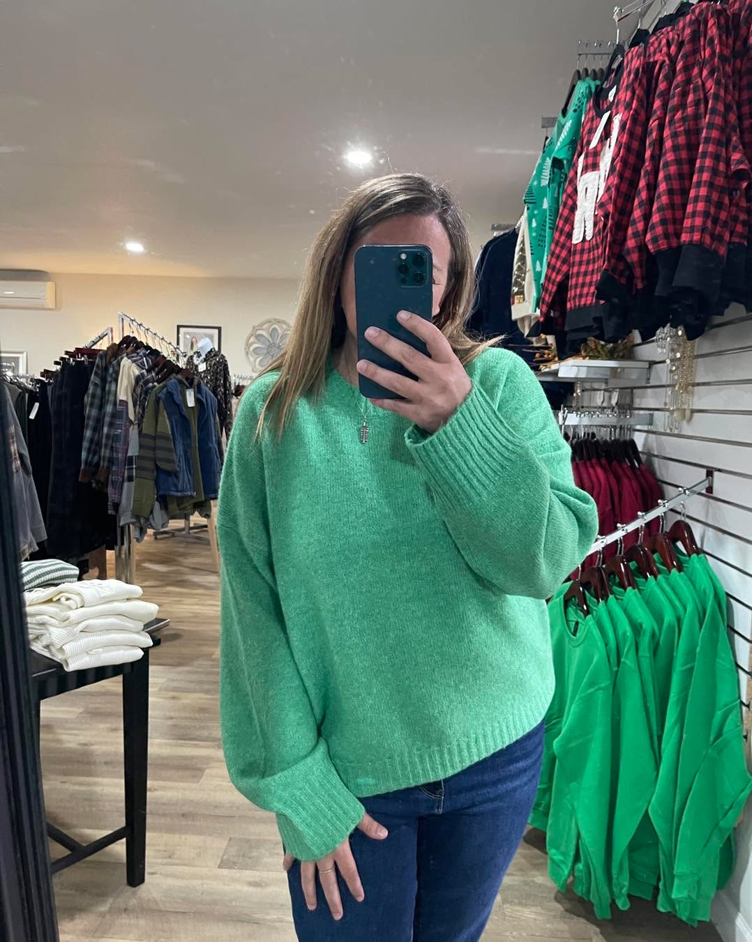 Green loose fit pullover sweater