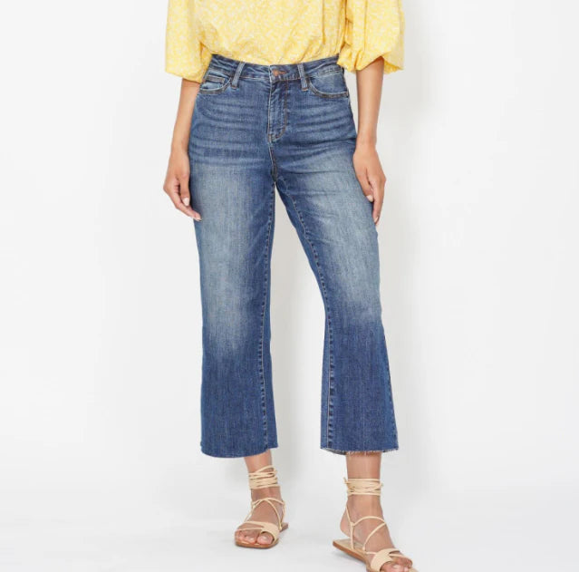 JUDY BLUE HW WIDE LEG CROP W/ BACK POCKET EMBROIDERY