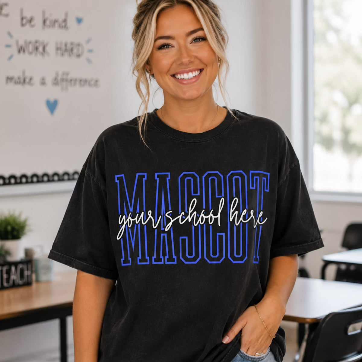 SKINNY LETTER MASCOT SCHOOL SPIRIT TEE - COMFORT COLORS