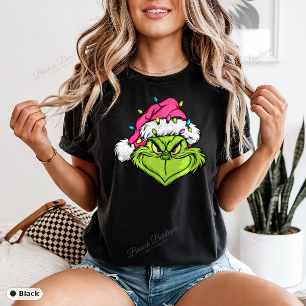 Grinch Face With Lights — Comfort Colors 1717