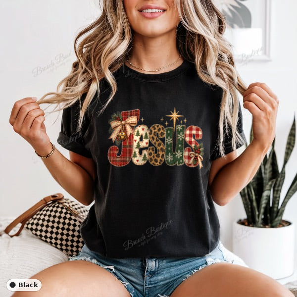 Jesus Patchwork Christmas — Comfort Colors 1717