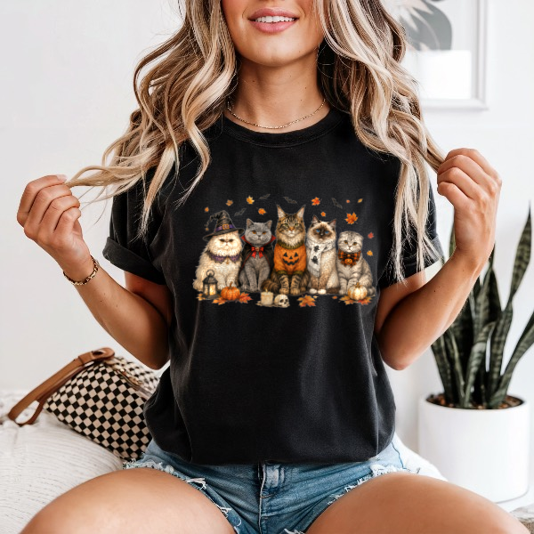Halloween Cat Squad — Comfort Colors unisex tee