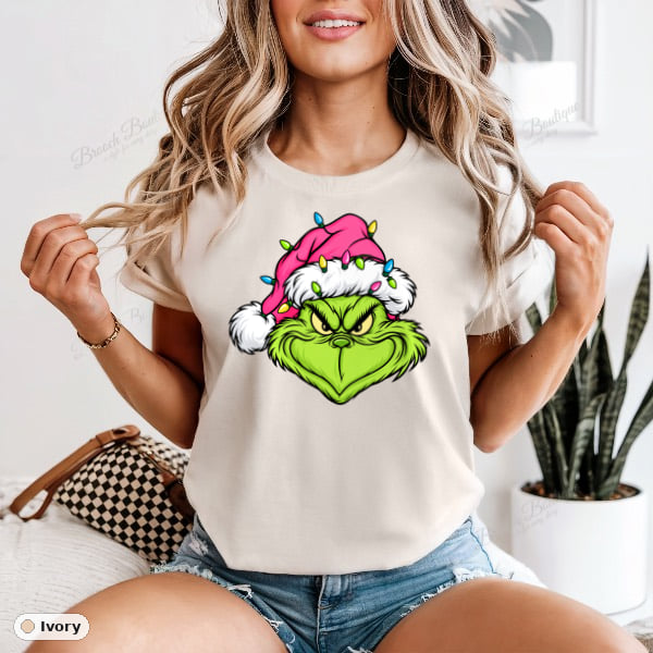 Grinch Face With Lights — Comfort Colors 1717