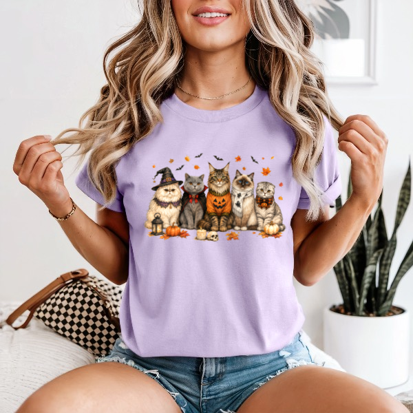 Halloween Cat Squad — Comfort Colors unisex tee