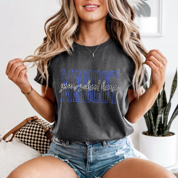 SKINNY LETTER MASCOT SCHOOL SPIRIT TEE - COMFORT COLORS