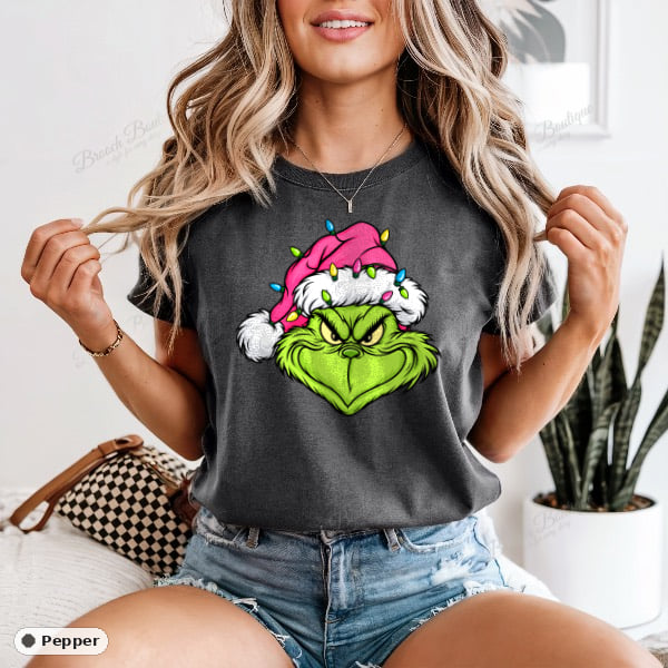 Grinch Face With Lights — Comfort Colors 1717