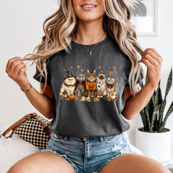 Halloween Cat Squad — Comfort Colors unisex tee