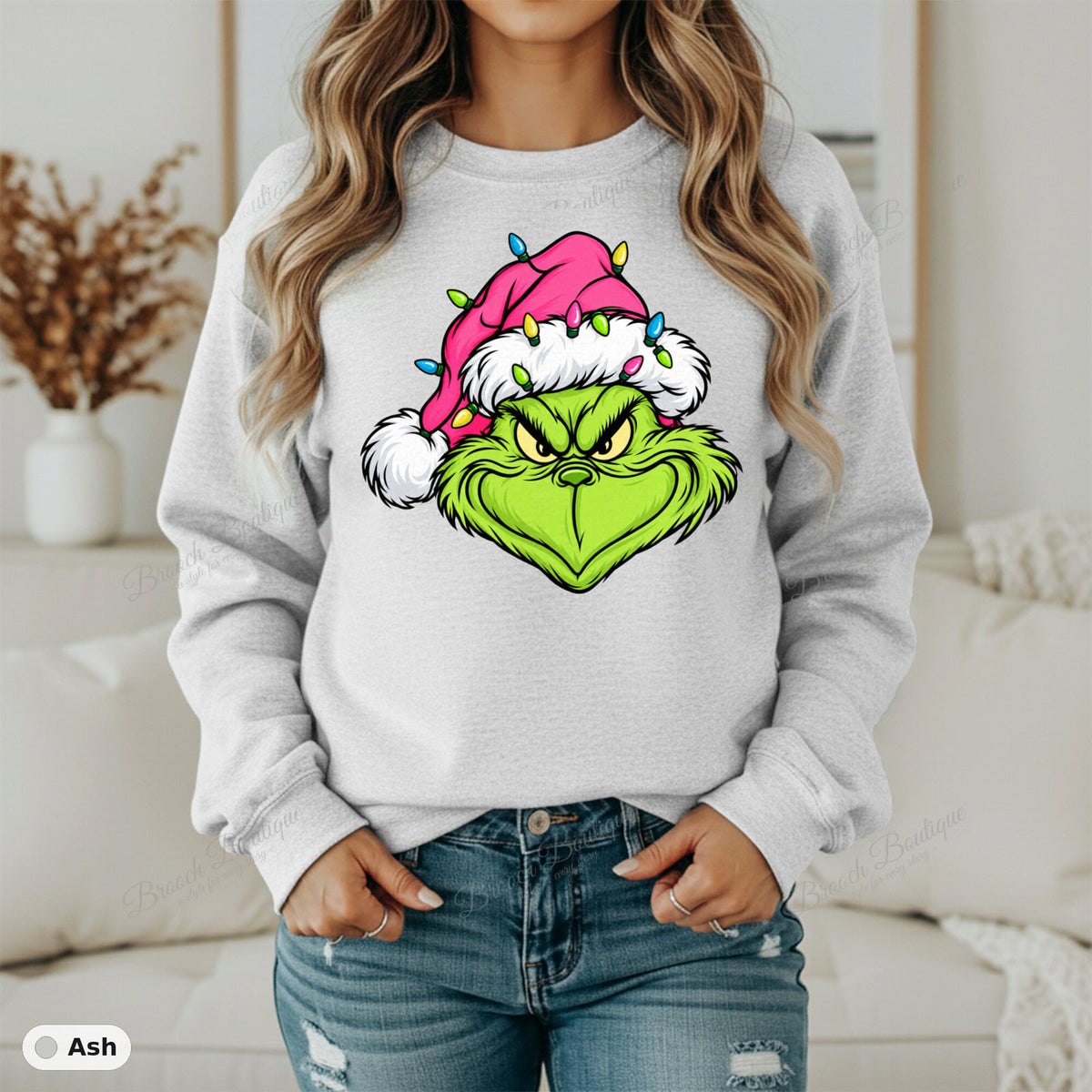 Grinch Face With Lights — Gildan 18000