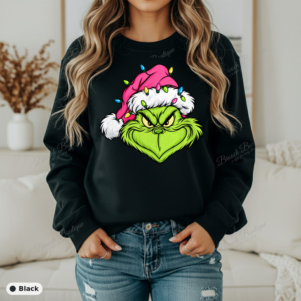 Grinch Face With Lights — Gildan 18000