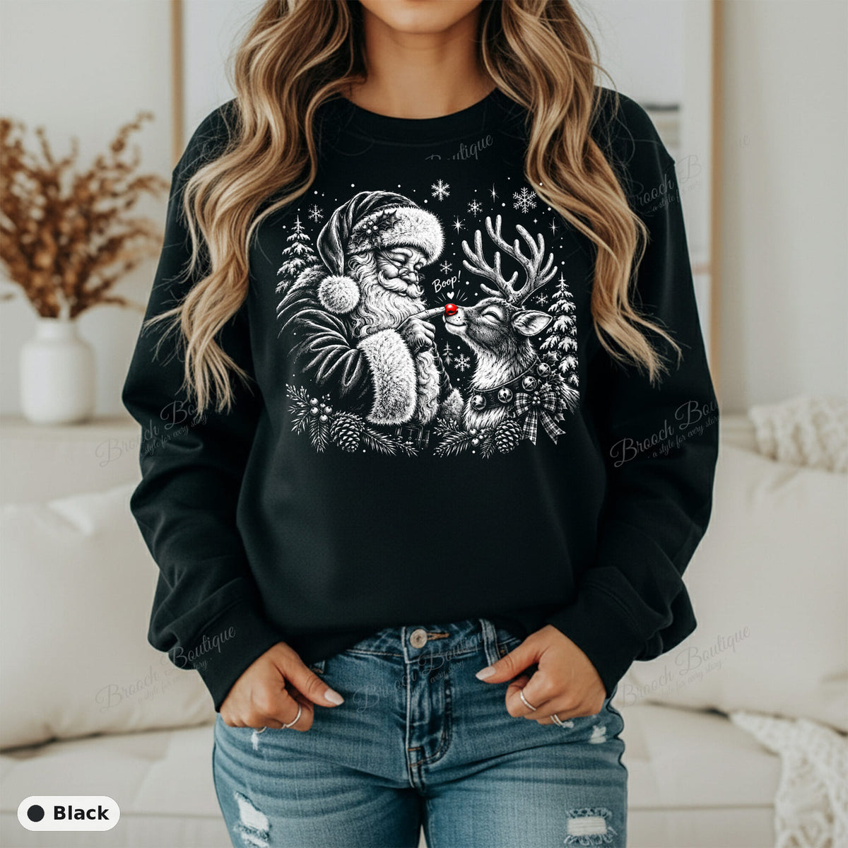 Santa Boops Rudolph — Gildan 18000