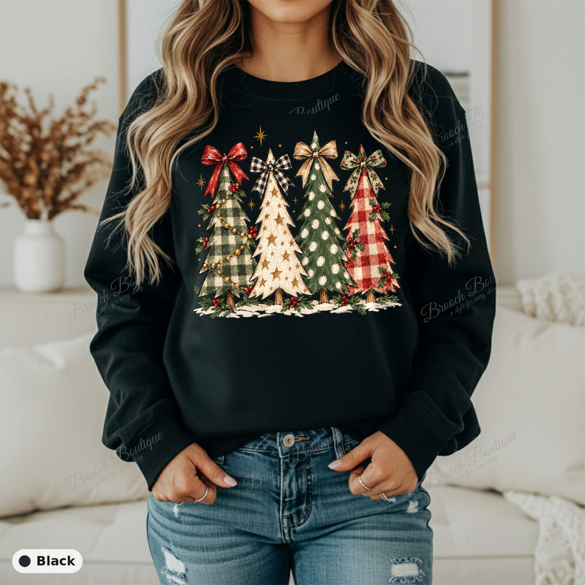 Plaid Christmas Trees — Gildan 18000