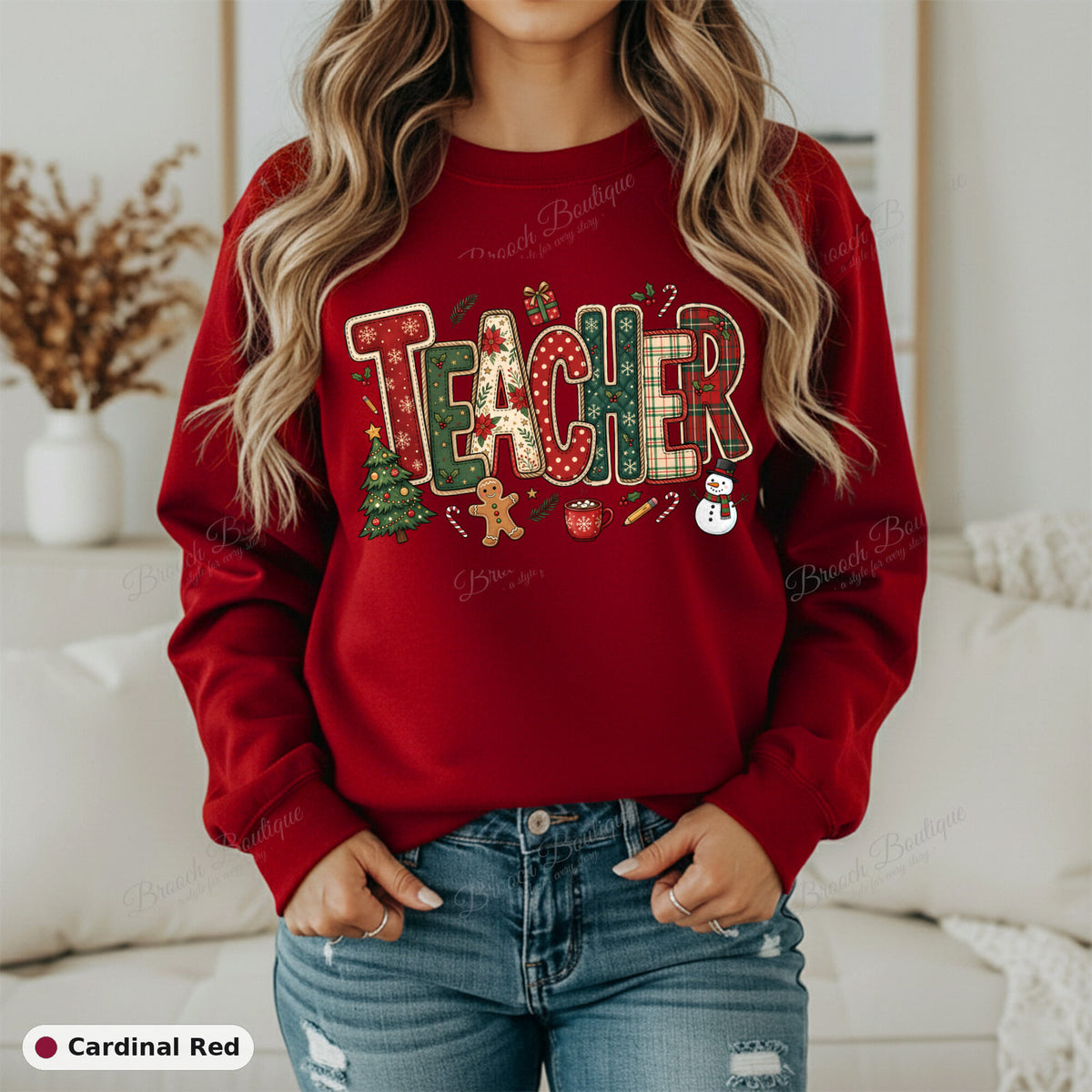 Patchwork Christmas Teacher — Gildan 18000
