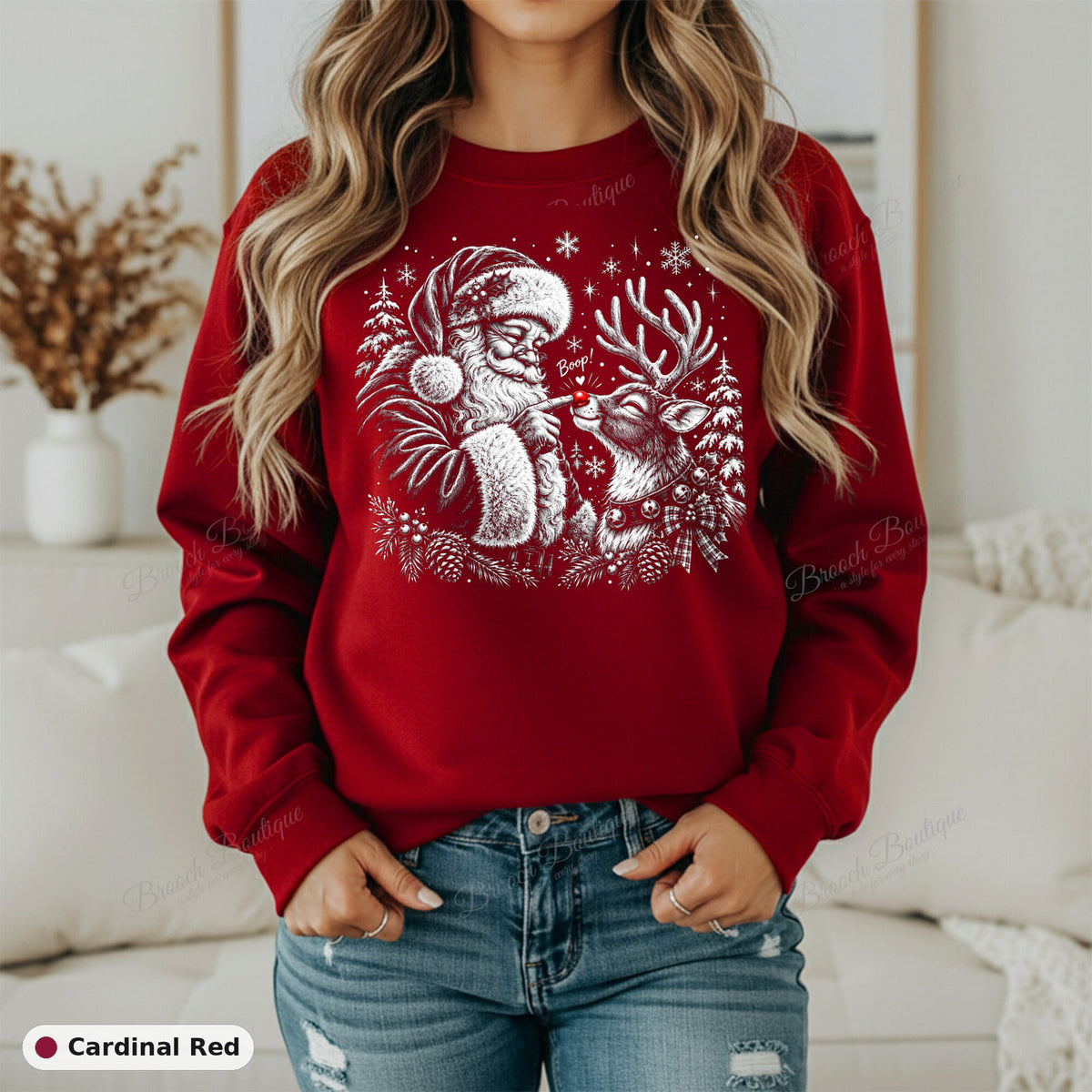 Santa Boops Rudolph — Gildan 18000
