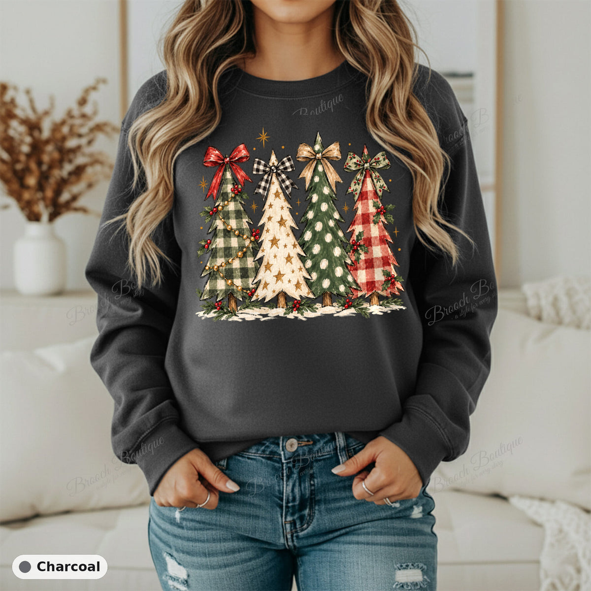 Plaid Christmas Trees — Gildan 18000