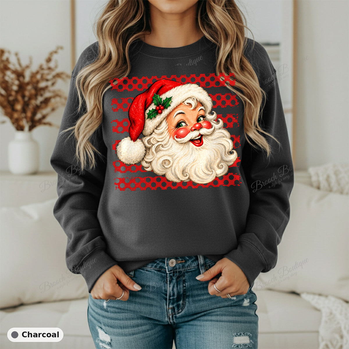 Polka Dot Santa — Gildan 18000