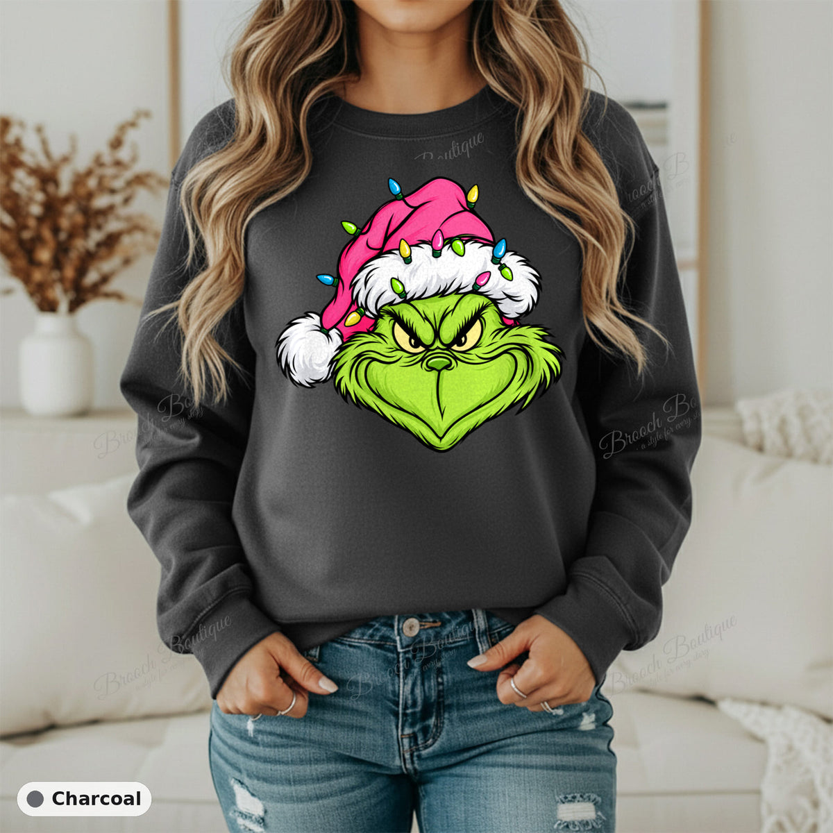 Grinch Face With Lights — Gildan 18000