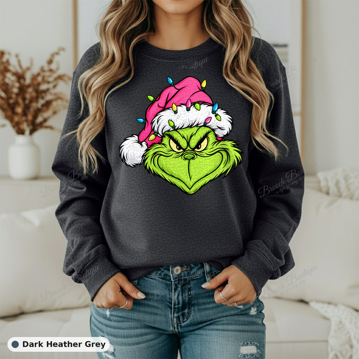 Grinch Face With Lights — Gildan 18000