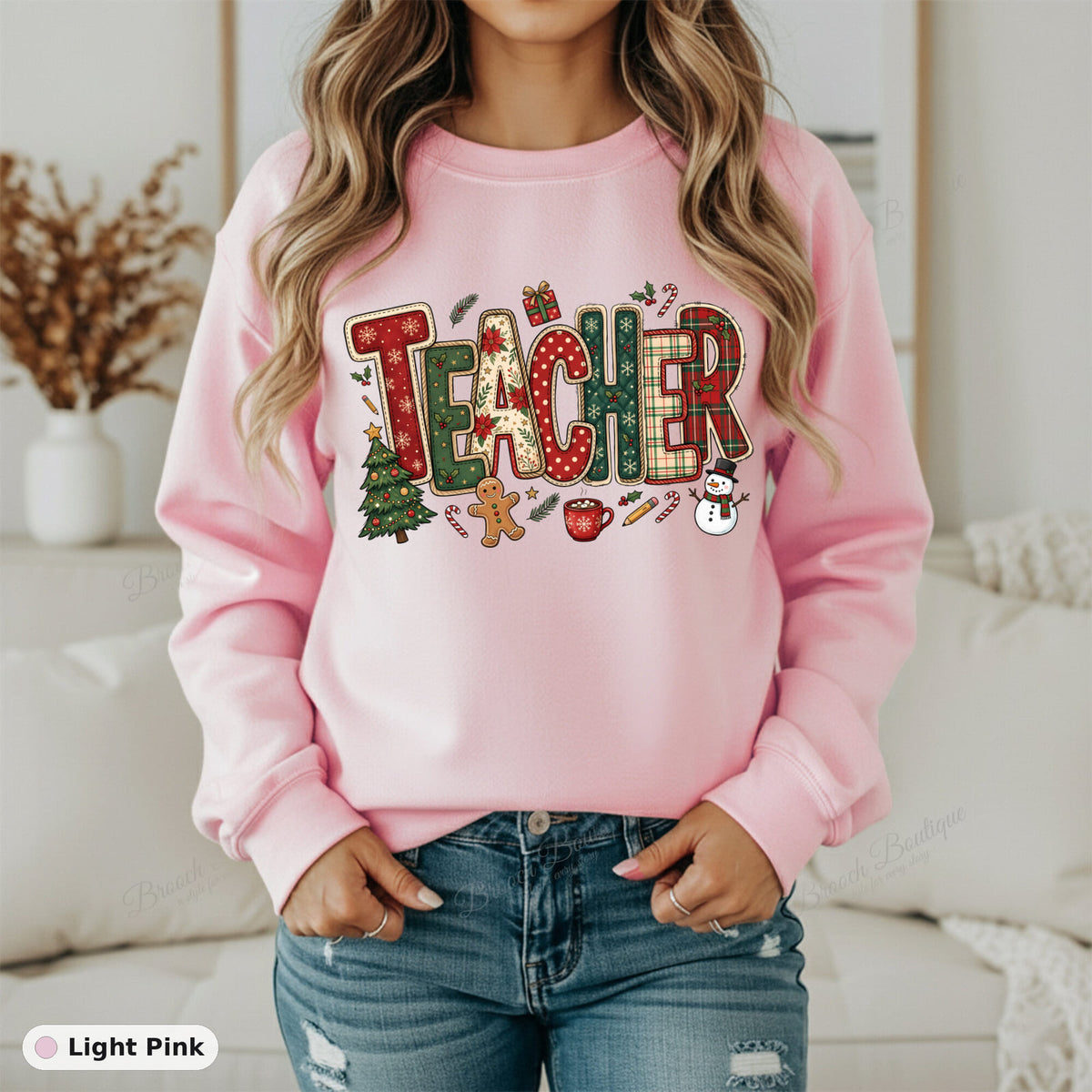 Patchwork Christmas Teacher — Gildan 18000