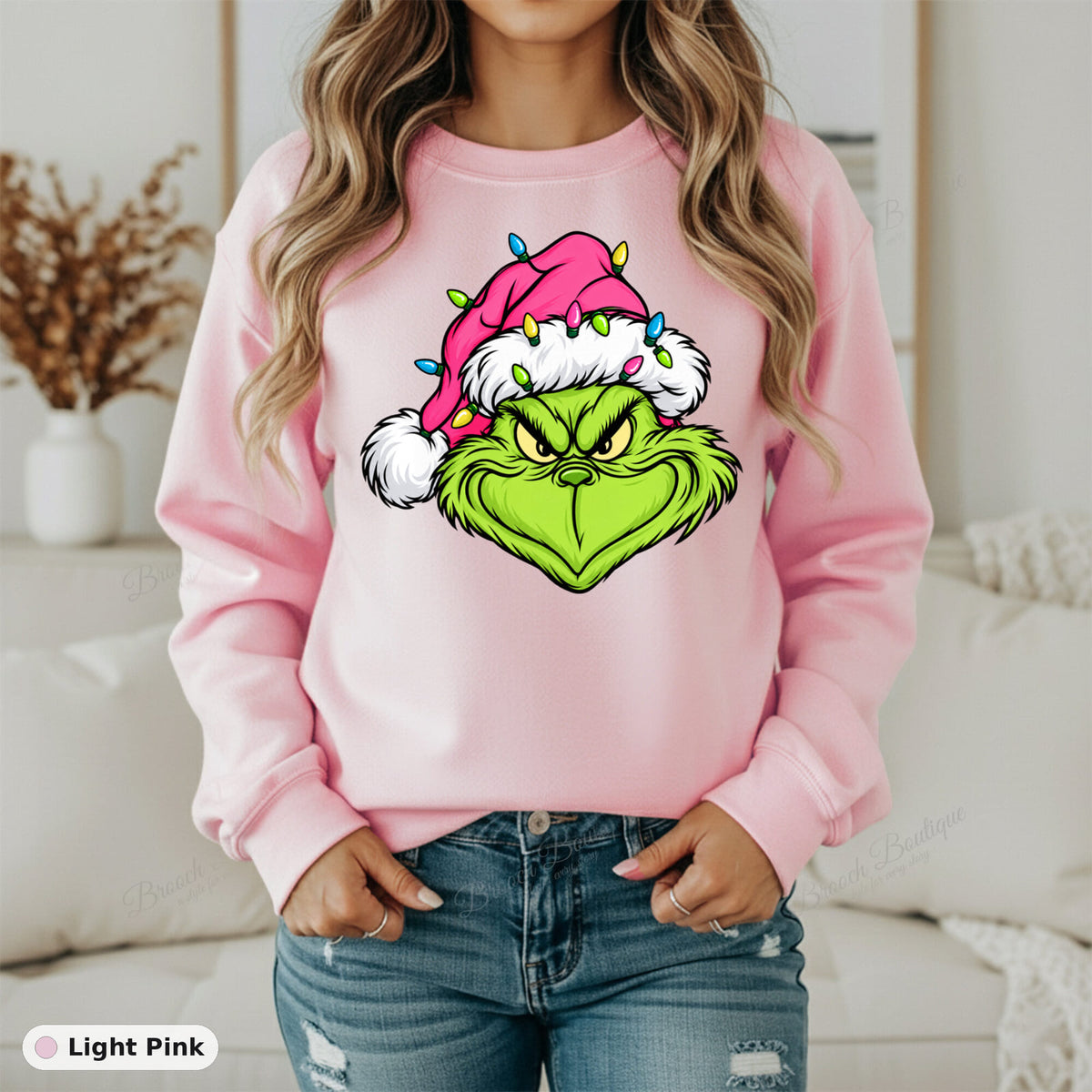 Grinch Face With Lights — Gildan 18000