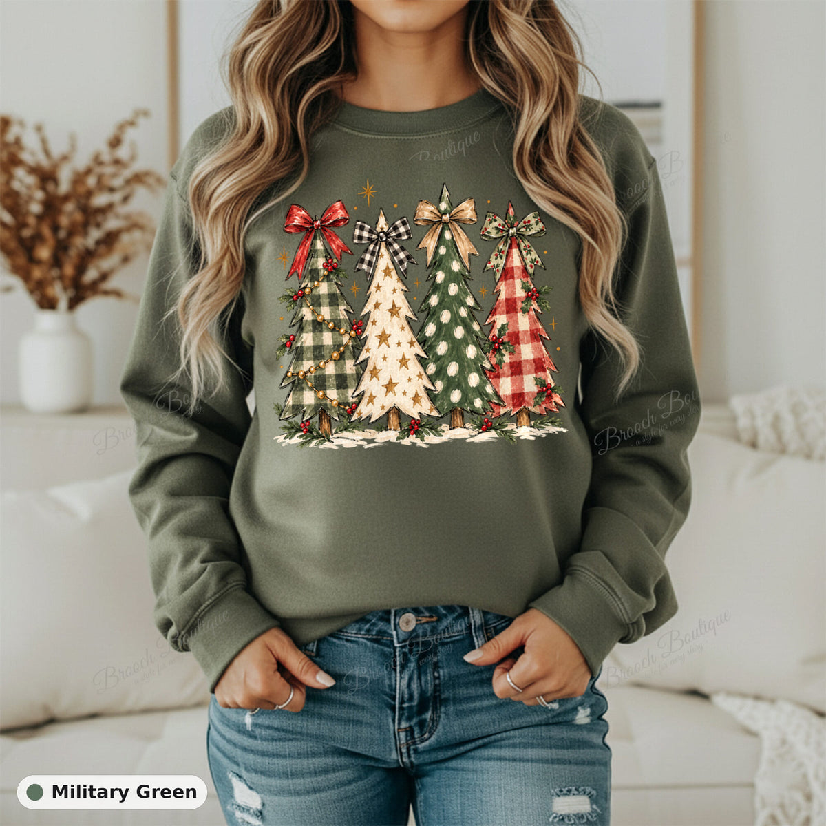 Plaid Christmas Trees — Gildan 18000