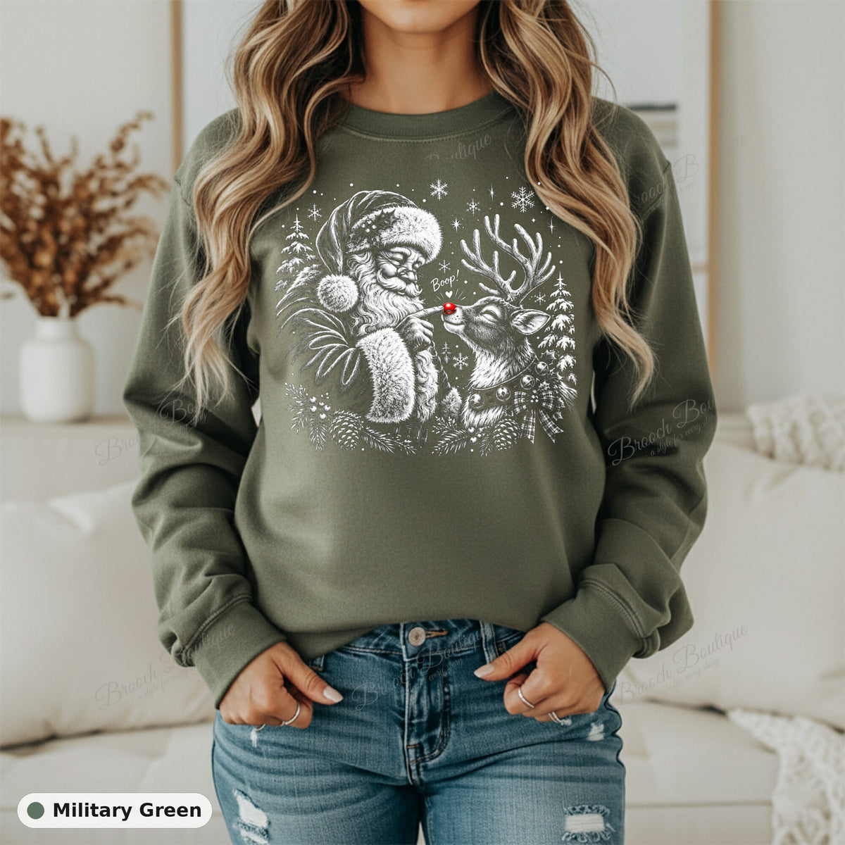 Santa Boops Rudolph — Gildan 18000
