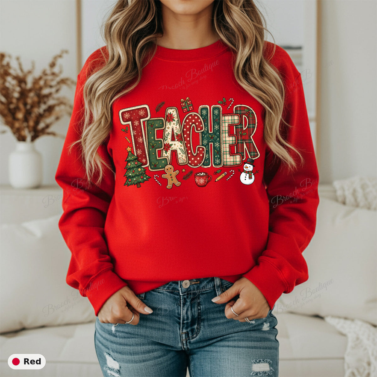 Patchwork Christmas Teacher — Gildan 18000