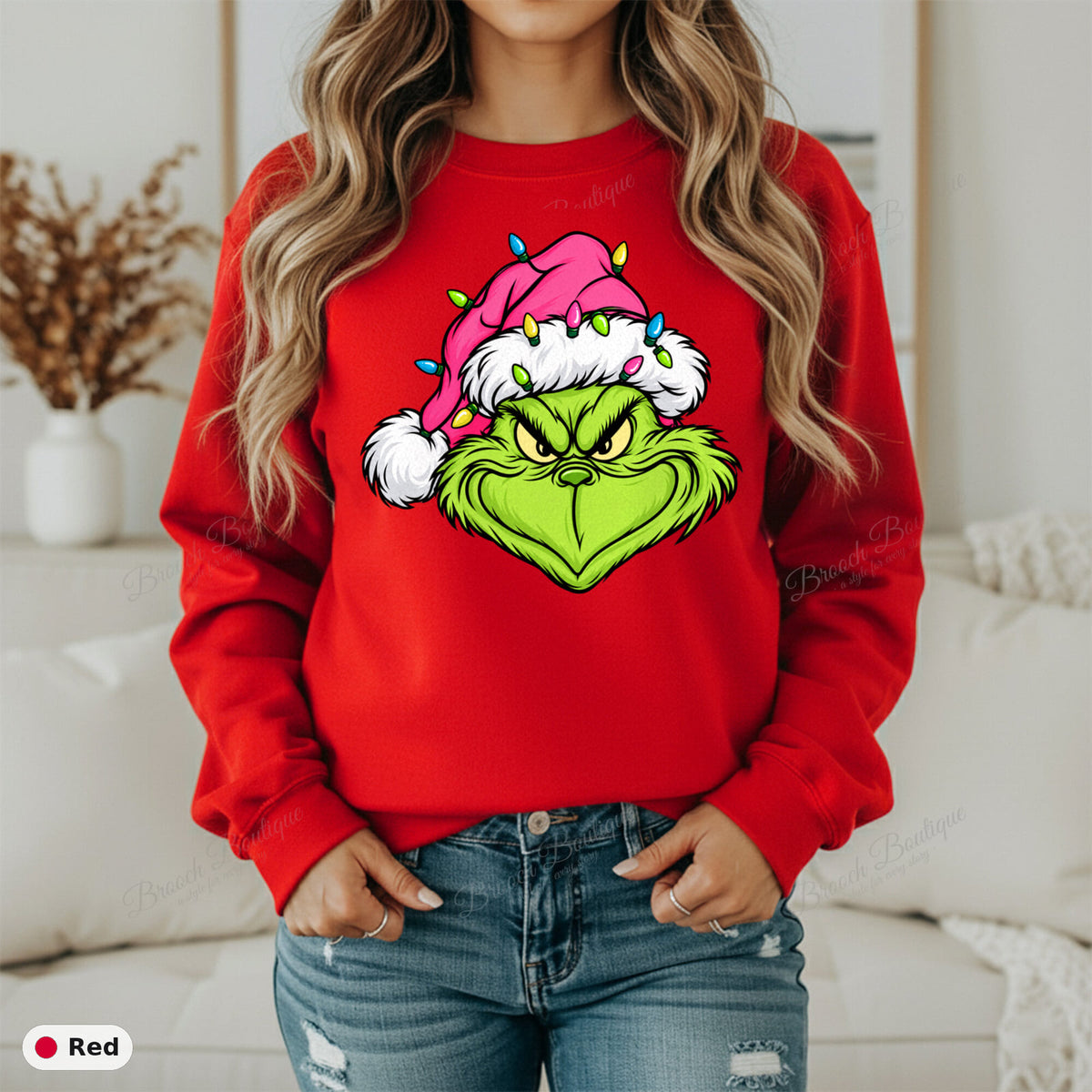 Grinch Face With Lights — Gildan 18000