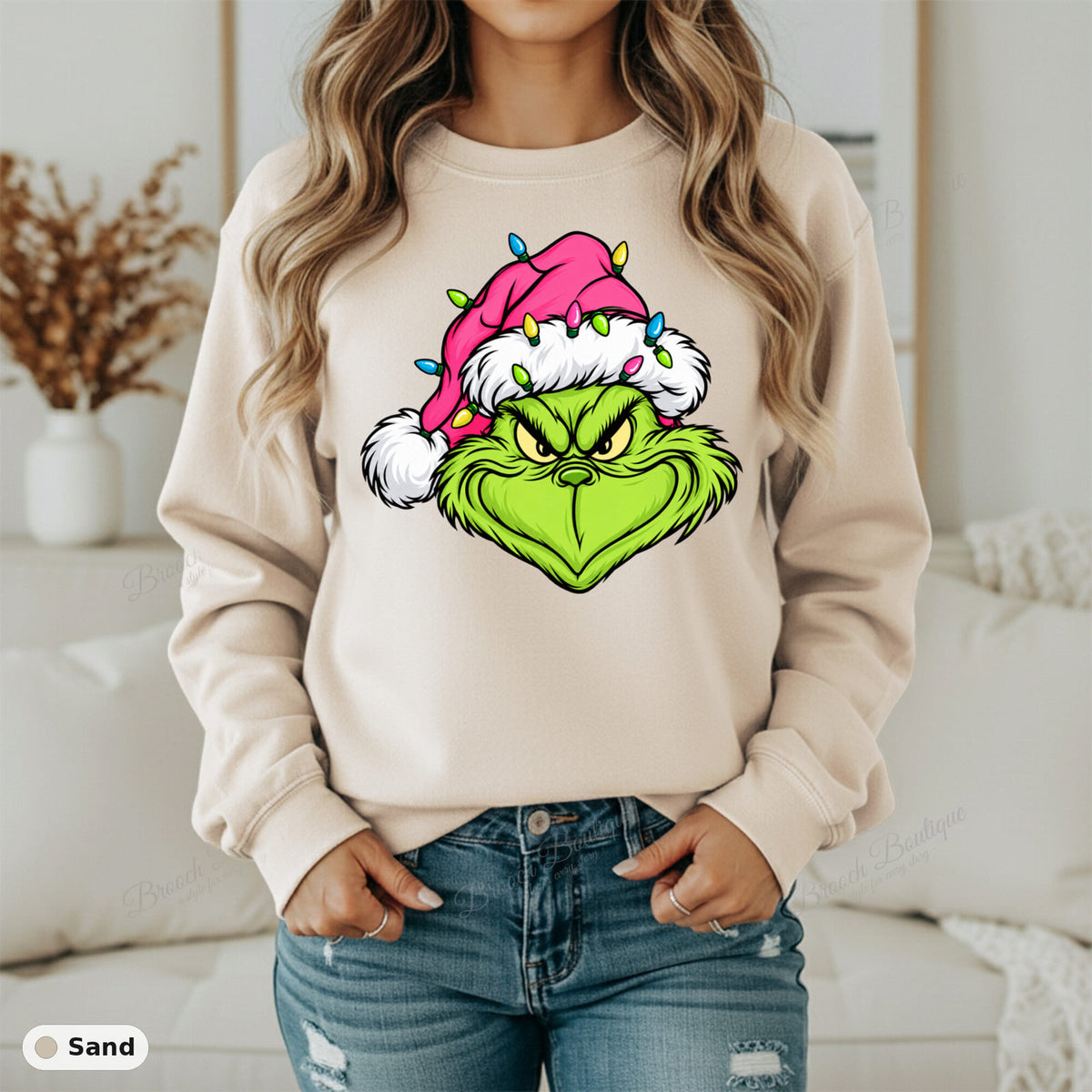 Grinch Face With Lights — Gildan 18000
