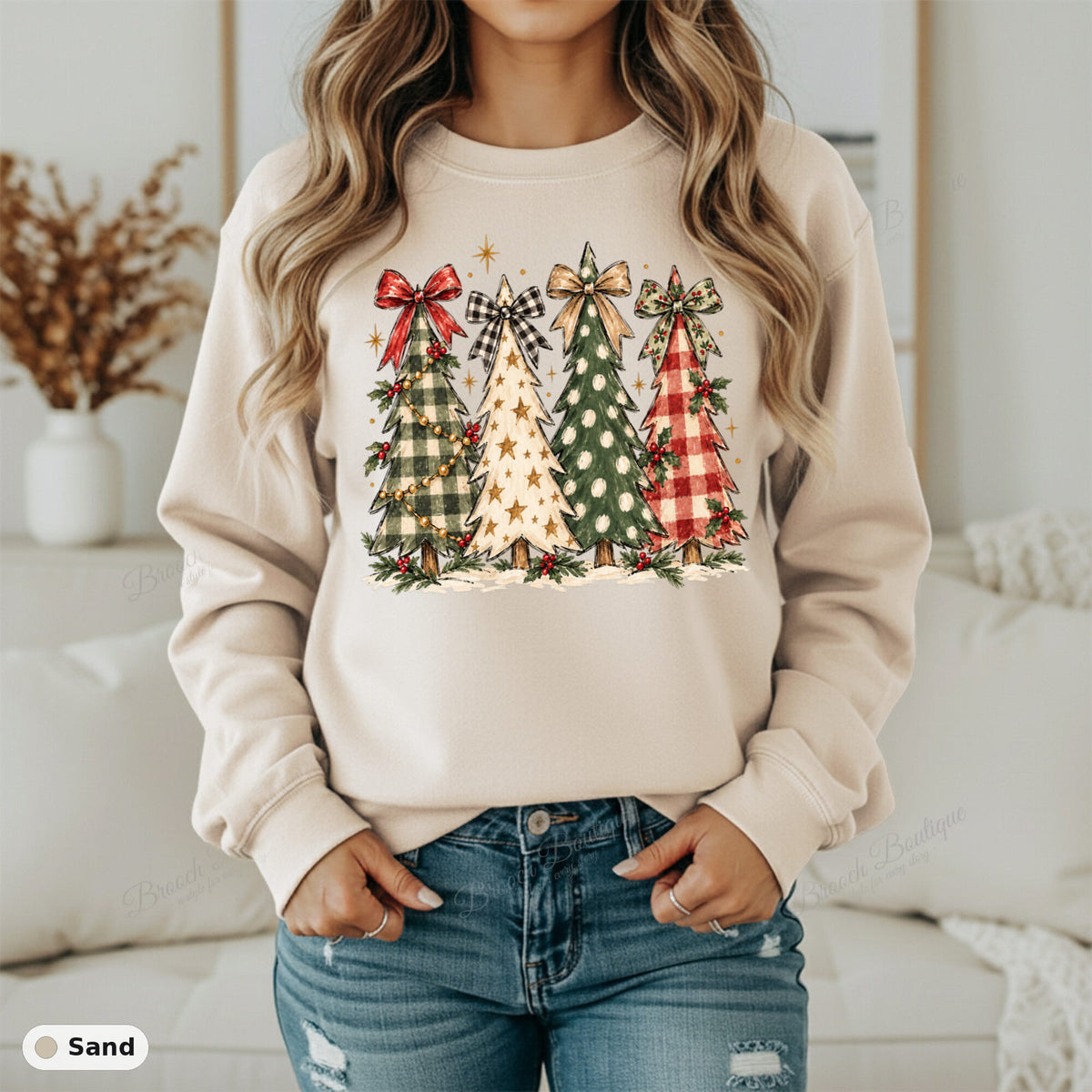Plaid Christmas Trees — Gildan 18000