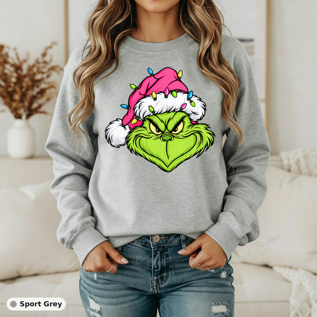 Grinch Face With Lights — Gildan 18000