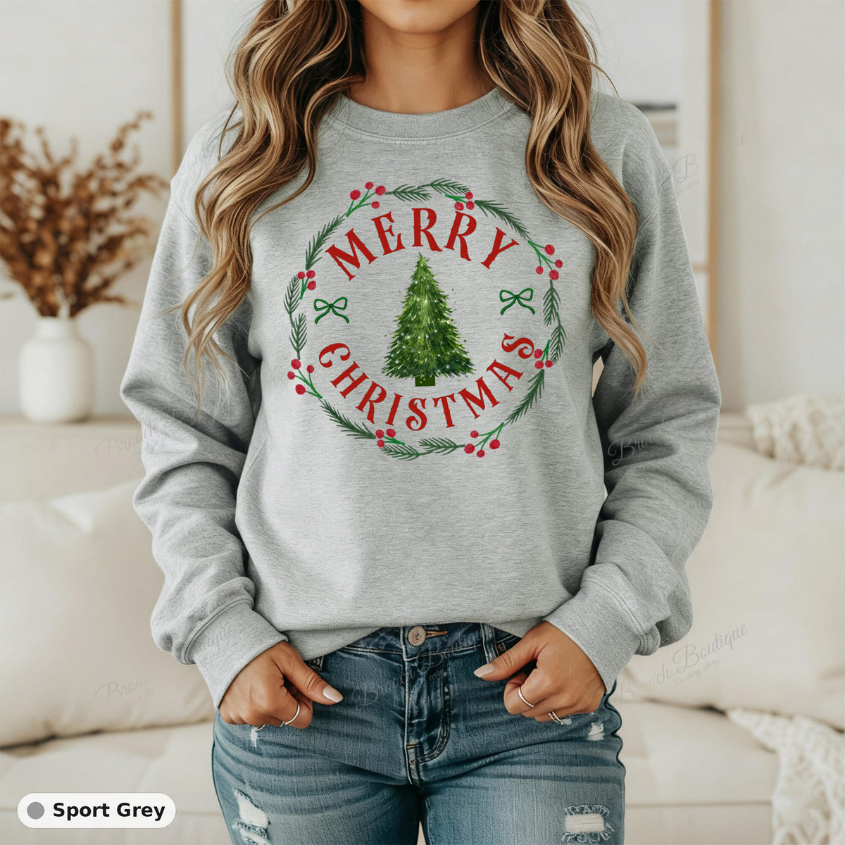 Merry Christmas Wreath — Gildan 18000