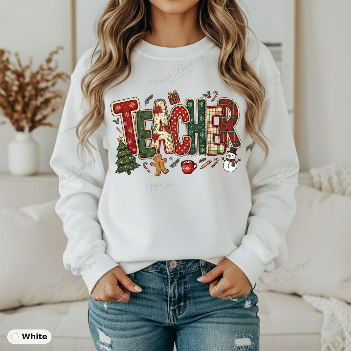 Patchwork Christmas Teacher — Gildan 18000