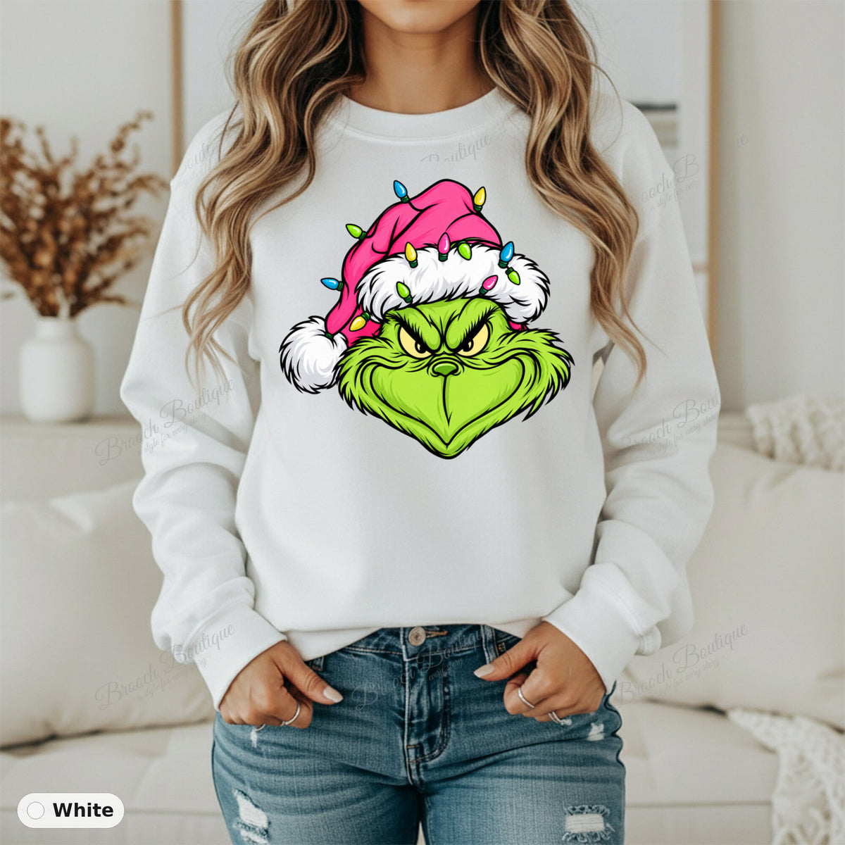 Grinch Face With Lights — Gildan 18000