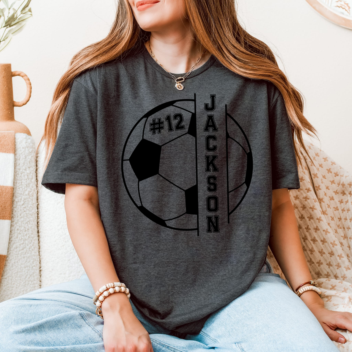 Custom Soccer Ball Tshirt - Players name and number - unisex fit