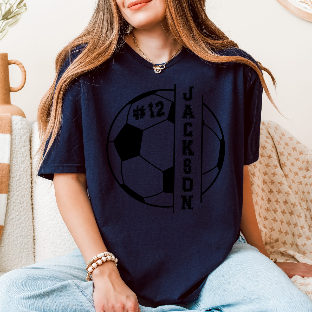 Custom Soccer Ball Tshirt - Players name and number - unisex fit