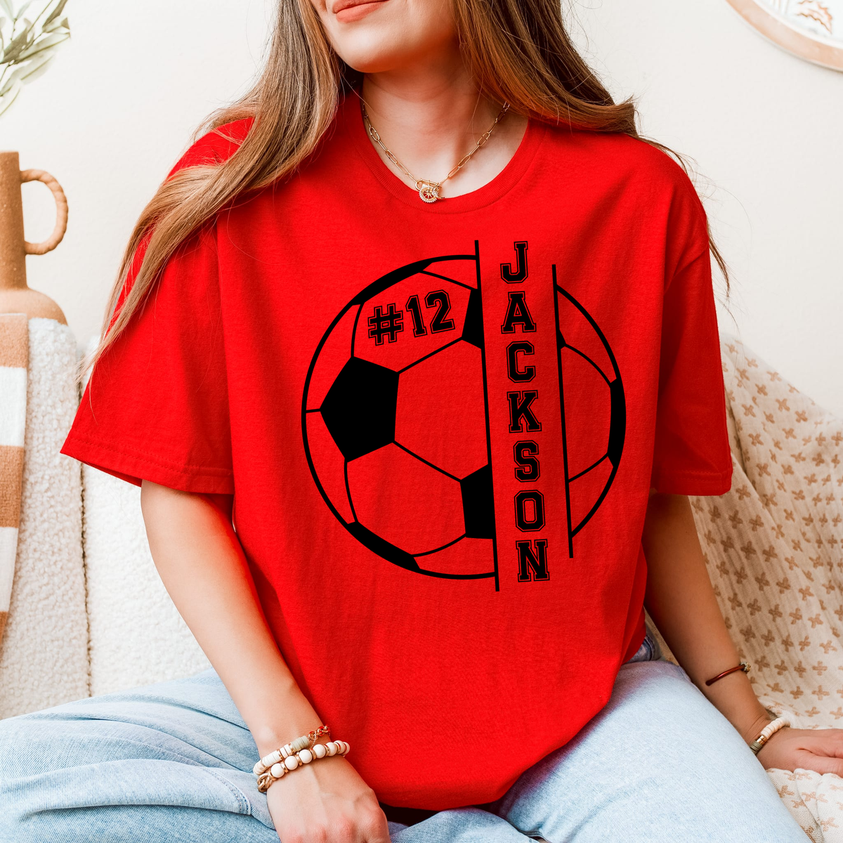 Custom Soccer Ball Tshirt - Players name and number - unisex fit